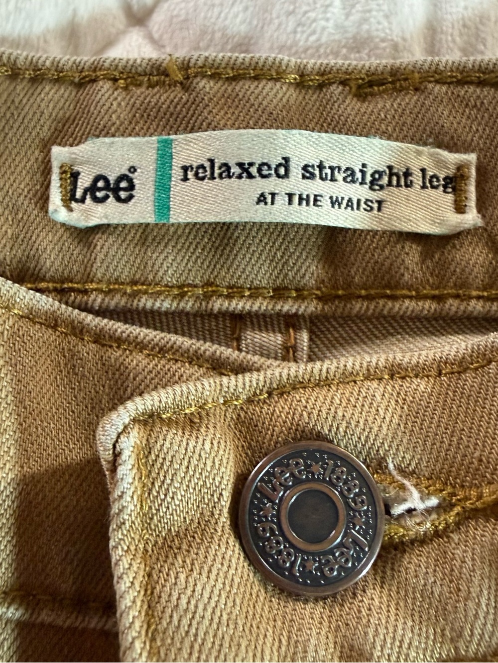 Lee Relaxed Straight Leg Pants Size 12L Tan Khaki Brown